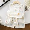Cartoon Baby Sleeveless T Shirt Shorts Set Summer Lightweight Toddler Clothing For 1 To 3 Years Old