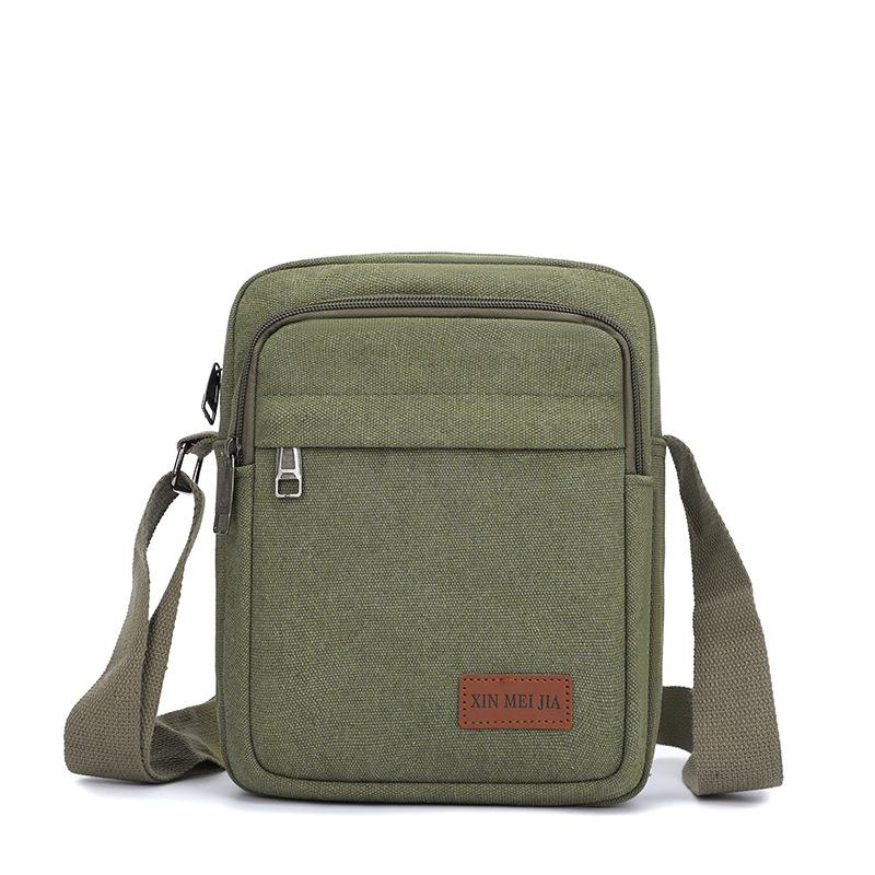 

Men s Canvas Bag Shoulder Bag Lightweight Multi-layer Crossbody Bag зелений