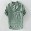 Herren Sommer Neue Baumwolle Hanf Knopf Kurze Ärmel Mode Große Bluse Top