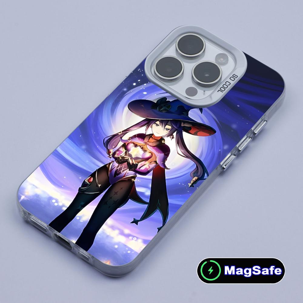 Game GI Mona White Translucent MagSafe Mobile Phone Case for iPhone 17 16 15 14 13 12 11 X XR XS 8 7 Air Pro Max Plus Cover