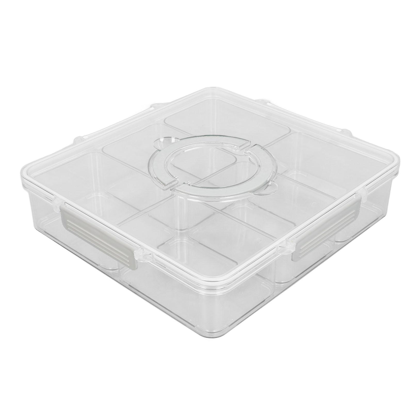 

Портативный контейнер для закусок, 6 ячеек, органайзер для закусок, разделенный поднос с крышкой для прозрачный