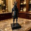 3D Printed Anubis Statue Desk Sculpture with Stable Square Base Matte Black Minimalist Low-Polygon Design for Home Office Study Room Decor Gift