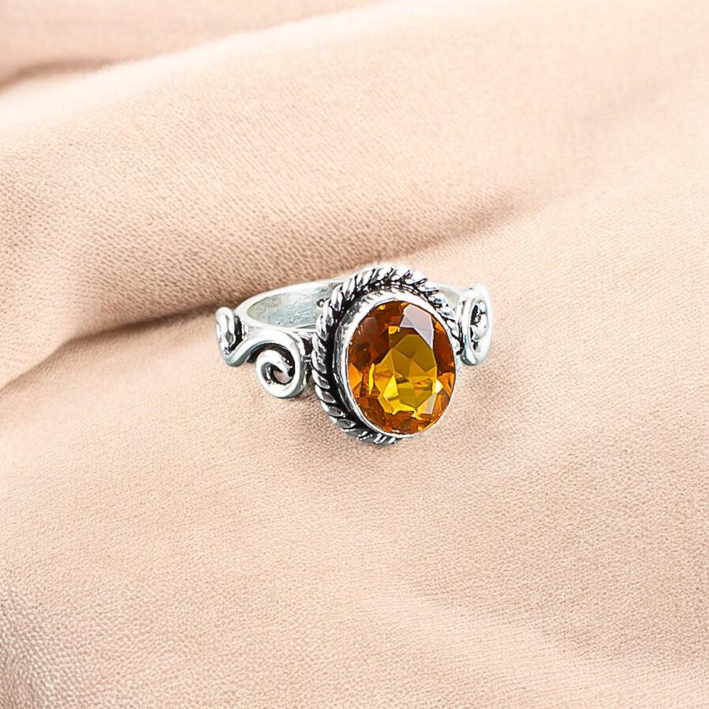 Citrine Gemstone 925 Sterling Silver Jewelry Handmade Oval Shape Ring For Men's RR-14-5