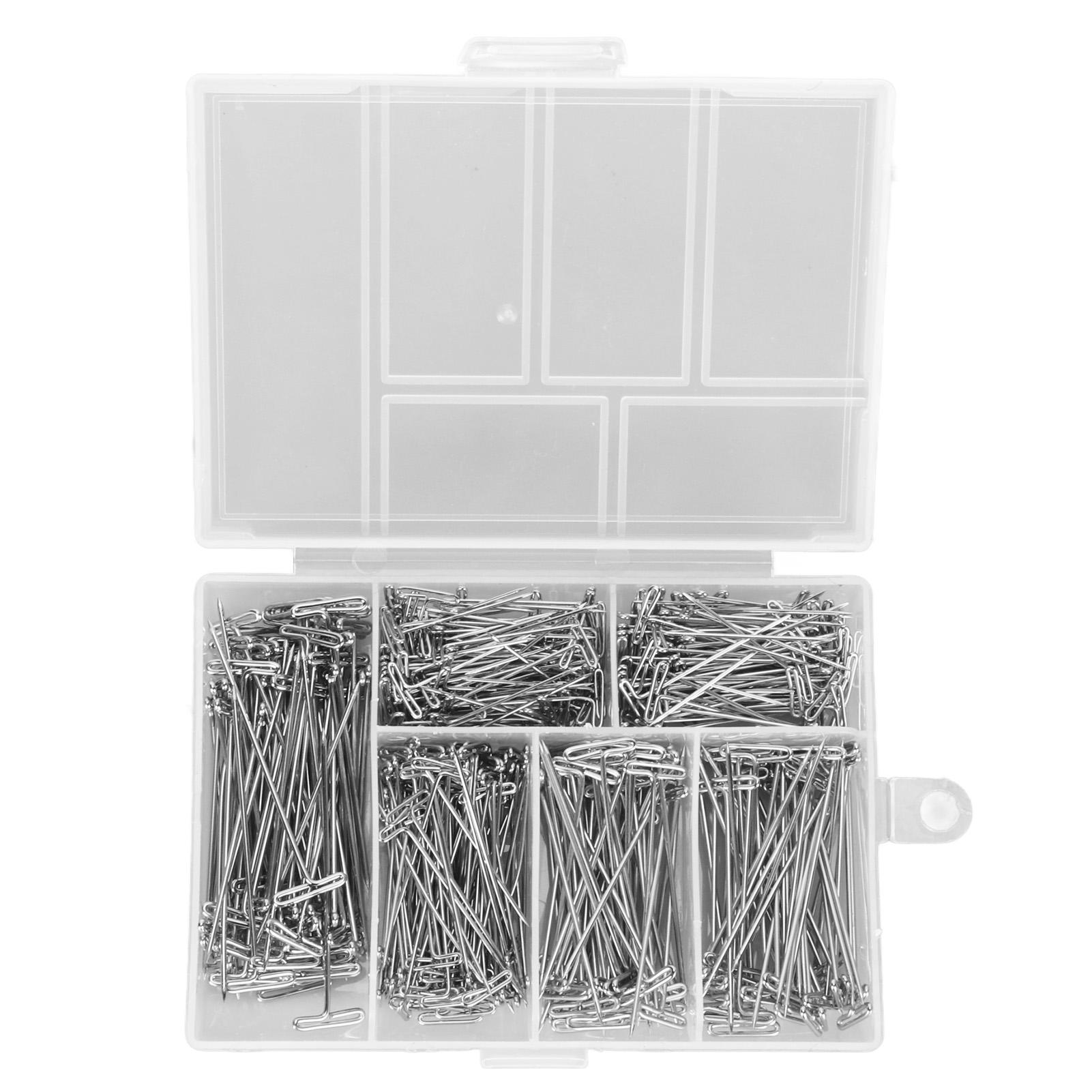 

450 шт. Т-образных булавок из нержавеющей стали, ассорти, длинные прямые булавки с прозрачной коробкой для изготовления париков, рукоделия