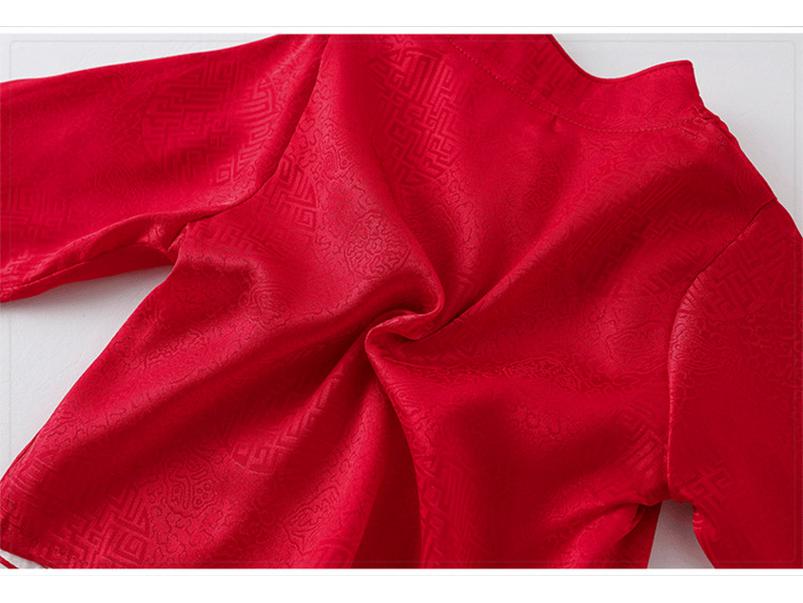 Chinese Style Baby Romper Set: Autumn/Spring Outing Outfit for Boys - Perfect for First Birthday, Full Moon, or Hundred Days Celebration.