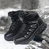 Men's Fleece-Lined Winter Snow Boots Non-Slip Waterproof Outdoor Hiking Boots Casual Shoes