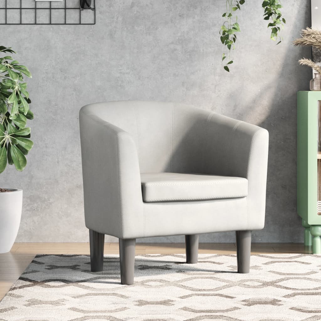 Club Chair White Faux Leather