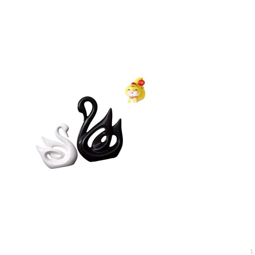 Porcelain Swan And Cartoon Snake Figurines Sculpture Elegant Animal Collectible Resin Tabletop