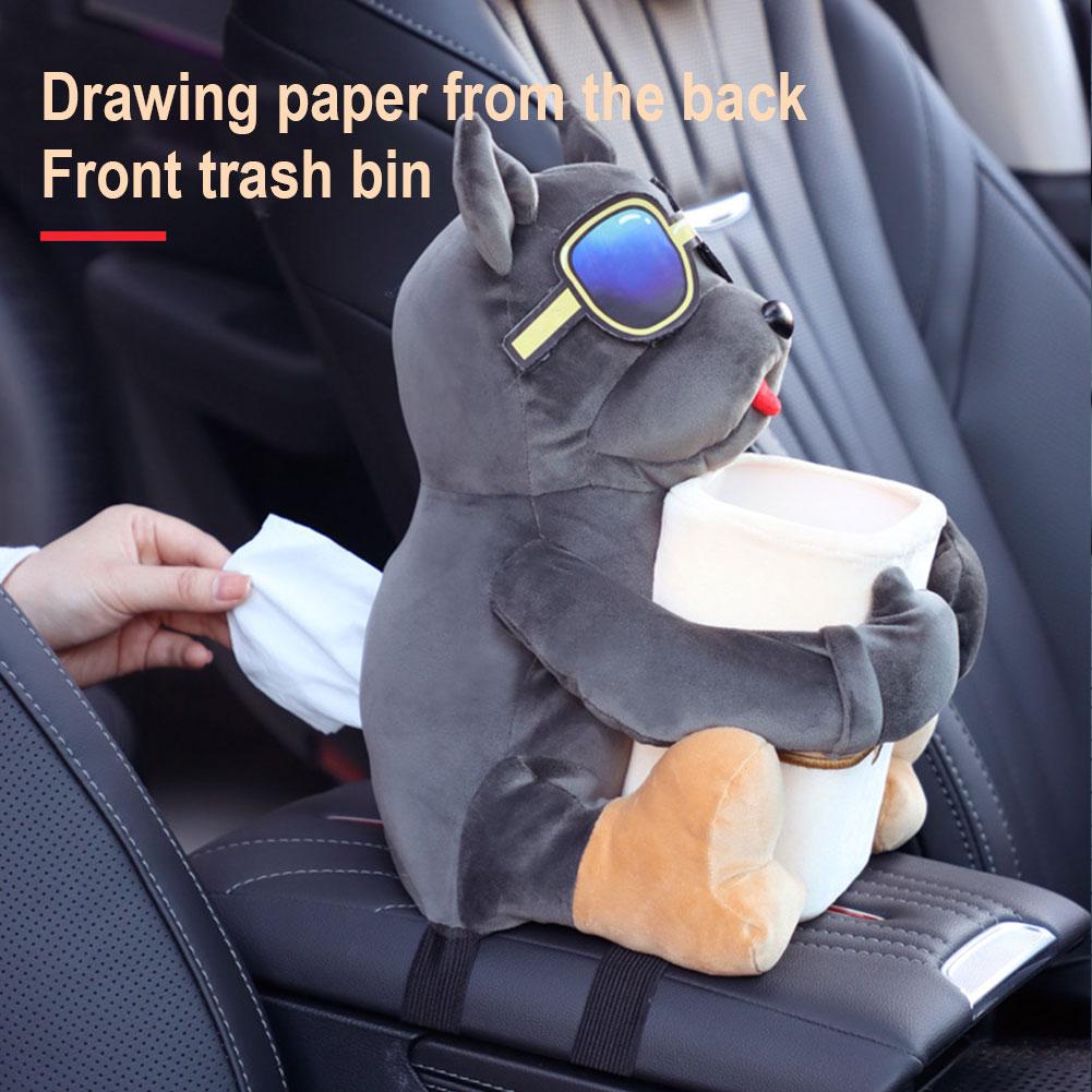 Car Mounted  Cartoon Plush Doll Auto Armrest Box Car Storage Box Tissue Holder Car Interior Accessories