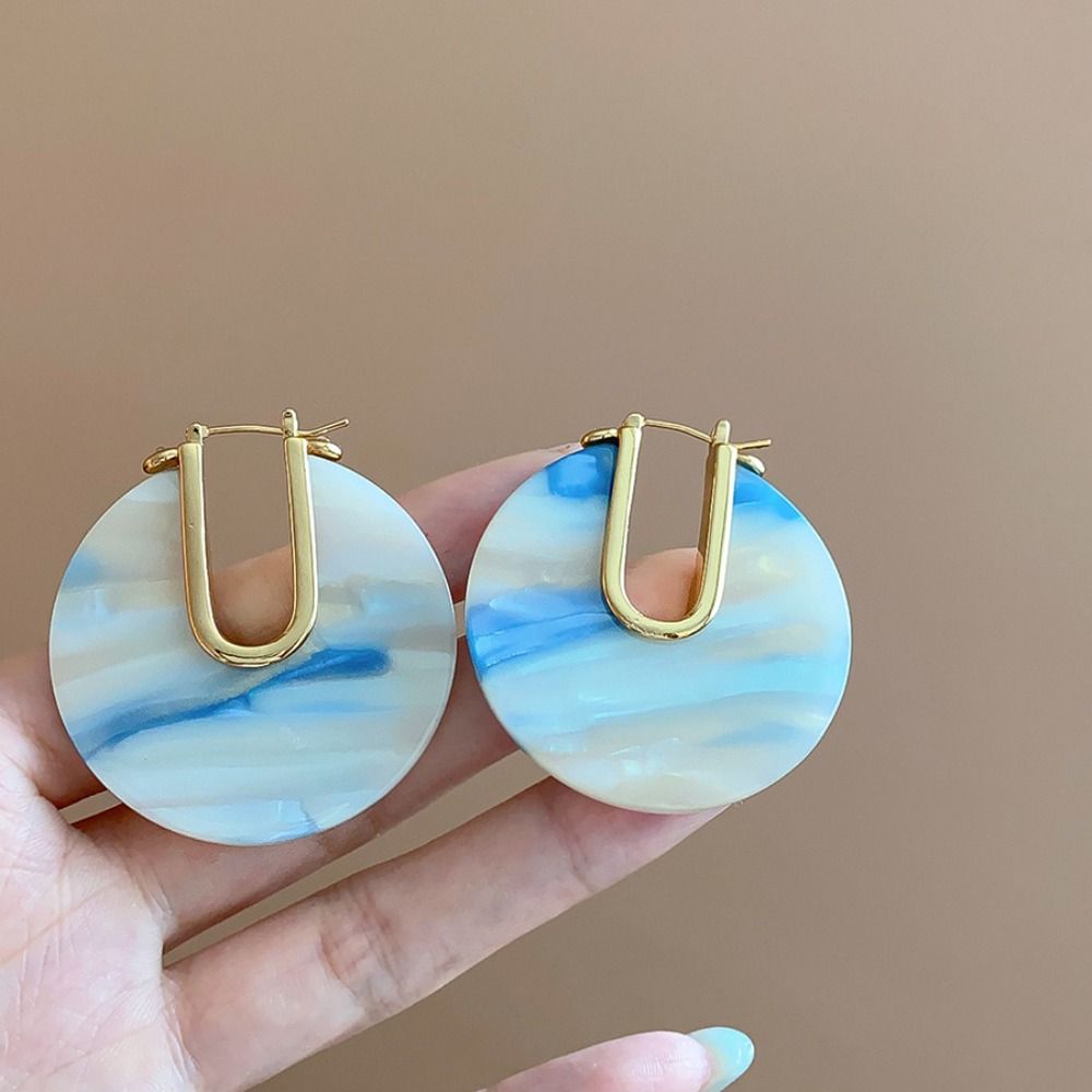 Acetic Acid Leopard Print Earrings Vintage C-shaped Earring Acetate Hoop Earrings  Girls