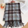 Korean Retro Autumn and Winter Plaid Scarf Women's Versatile High-end Feeling Warm Neck Protection Thickened Coat with Student Scarf