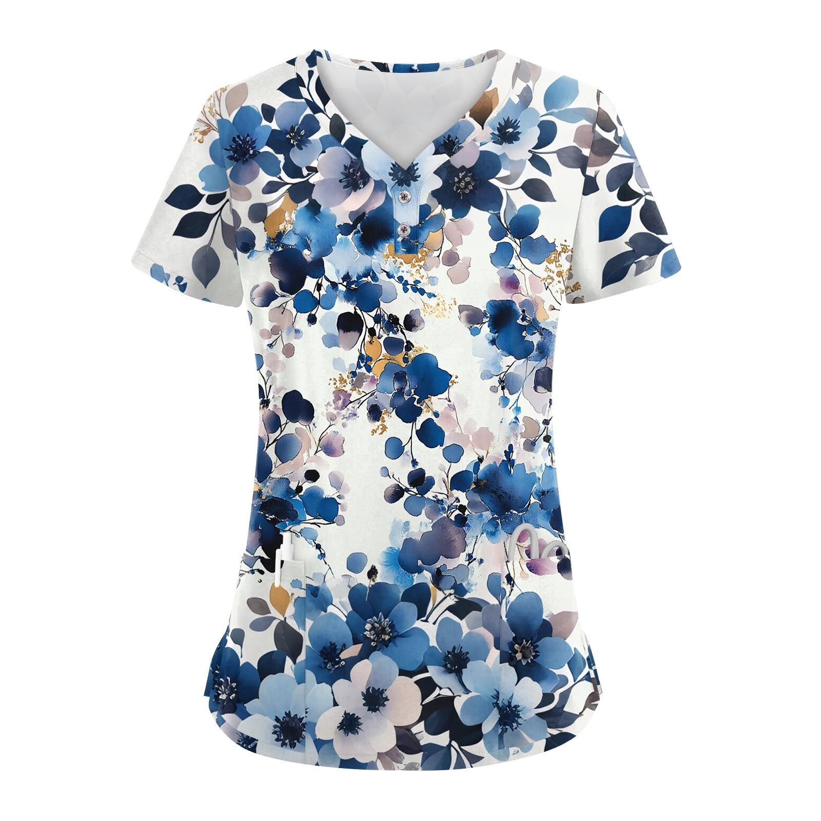 

Женские модные комбинезоны с коротким рукавом и V-образным вырезом на пуговицах с карманами и принтом XXXL синий