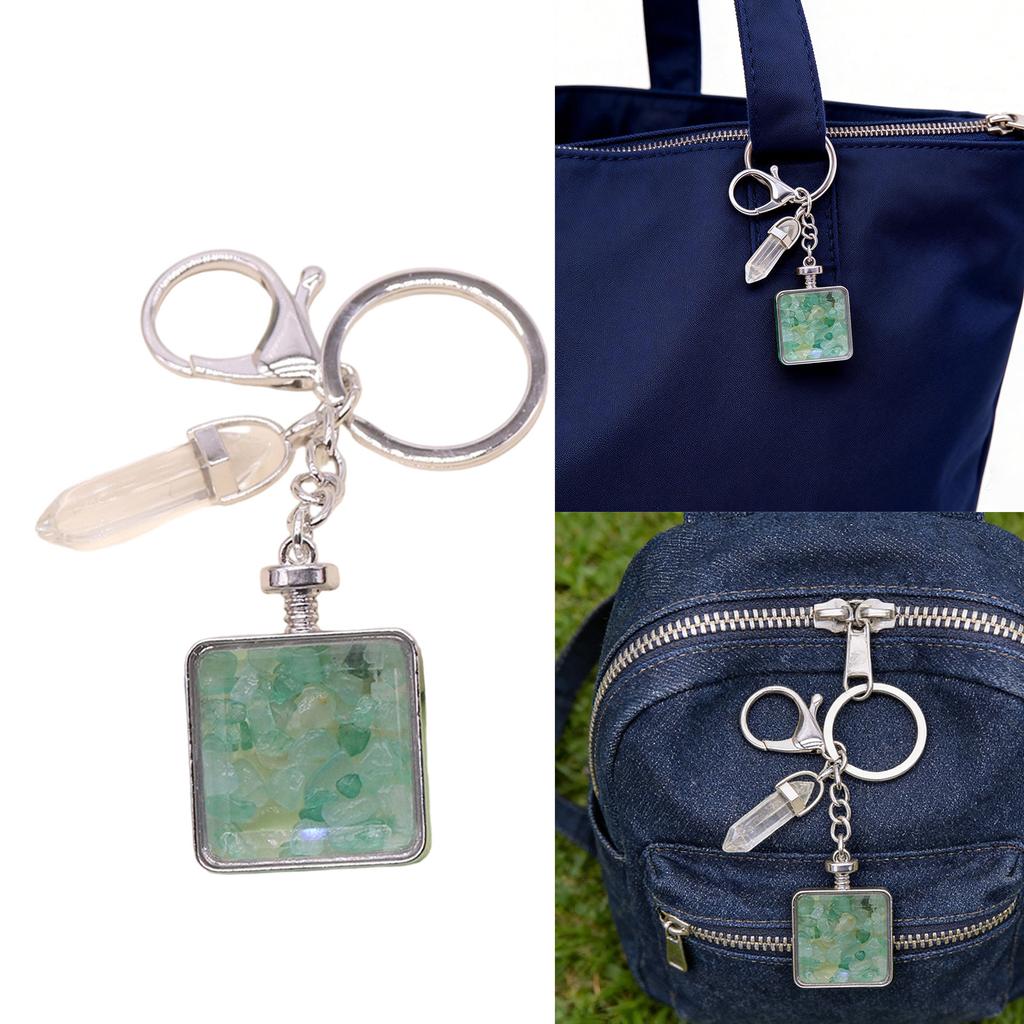 Versatile Square Keychain Featuring Natural Stone Crystals Photo Frame For Couples And Family