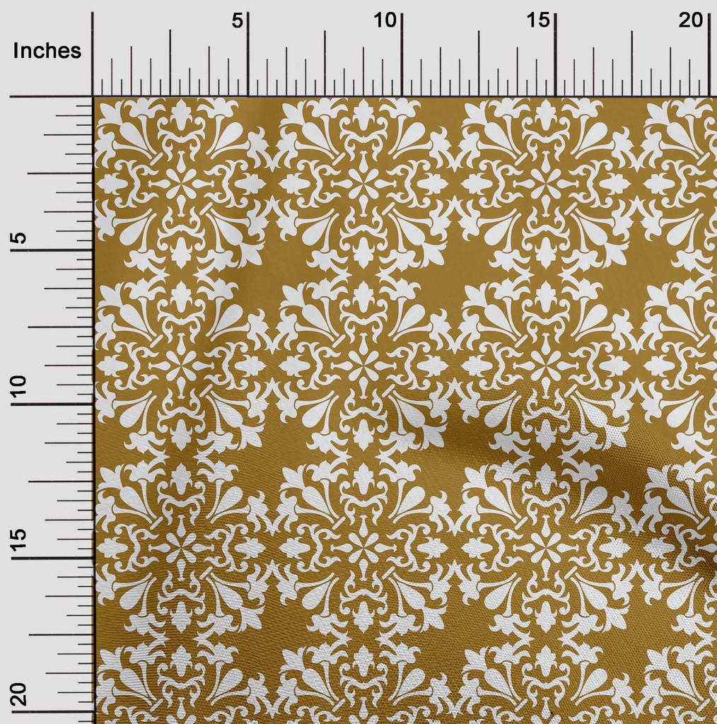 oneOone Cotton Poplin Dark Olive Green Fabric Asian Block Floral Fabric For Sewing Printed Craft Fabric By The Yard 42 Inch