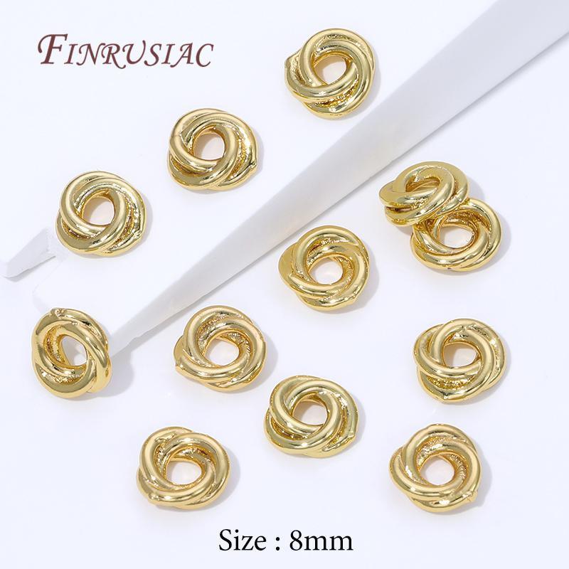 4/8Pcs 18K Gold Plated Decorative Beads,Spacer Beads For Jewelry Making,Metal Separator Bead For Bracelets DIY Accessories