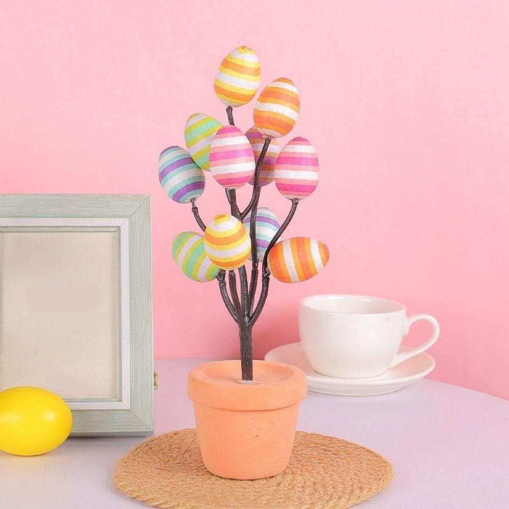 Creative Foam Easter Egg Bonsai Colorful Simulated Egg Tree Flowerpot Decorative DIY Painting Easter Potted Plant Kids Gift