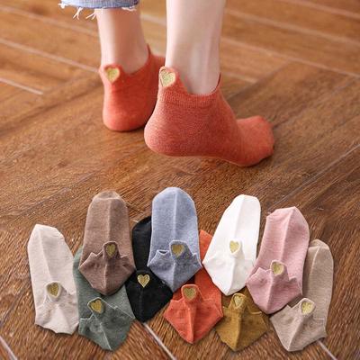 Women Cotton Ankle Socks New Fashion Spring Color Novelty Girls Cute Heart Embroidery Casual Funny Short Socks