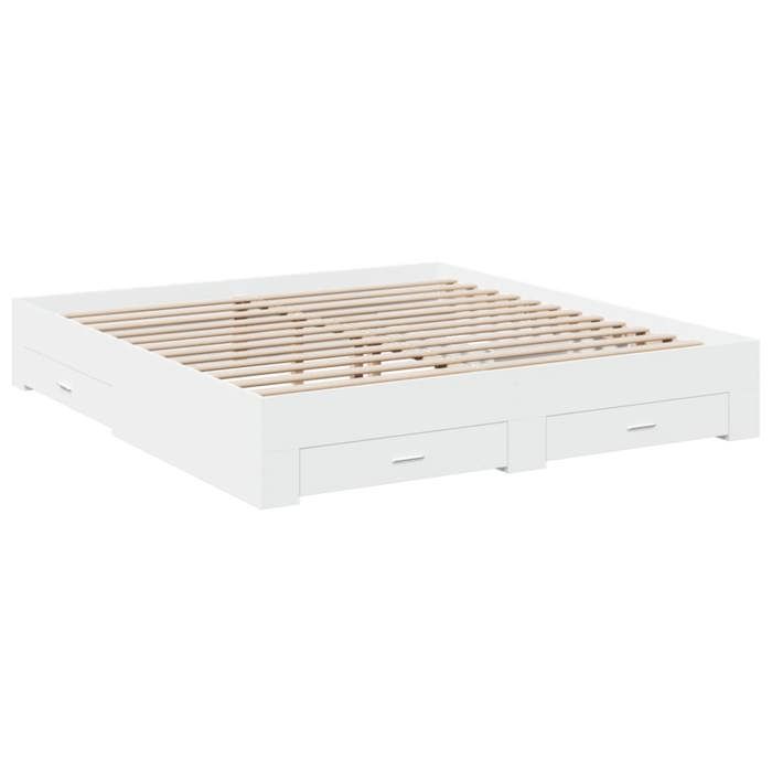 VidaXL Bed Frame with Drawers White 200x200 Cm Engineered Wood, Bed, Storage Bed, Double Bed Frame, Double Bed 3280356