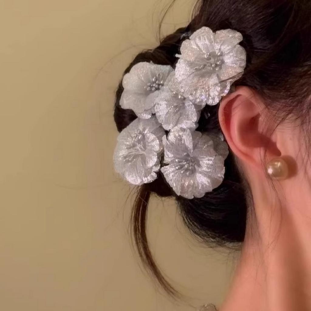 5pcs Silver, Flower, Hairpin, Headband, Side Clip, Side, Marble Head, Headpiece, Hair Clip, New, Japanese, Hair Accessories, Pre