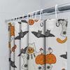 Whimsical Halloween Shower Curtain SetCats Pumpkins Decor White Fabric Waterproof Bath Liner for Kids Room Home Decoration (Whit