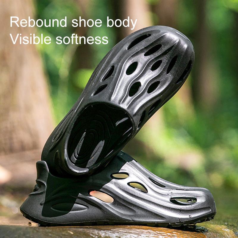 1pair Men Breathable Non Slip Slippers Thick-Soled Soft Sandals Fashion Comfortable Slides Beach Shoes Wading Clogs