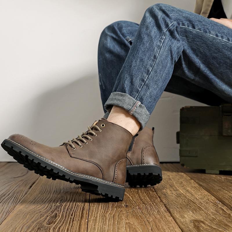 Fashion High Quality Retro Plus Size Shoes Men Designer Desert High Top Boot Casual Leather Outdoor Antiskid Walking Leather Oxford Shoe