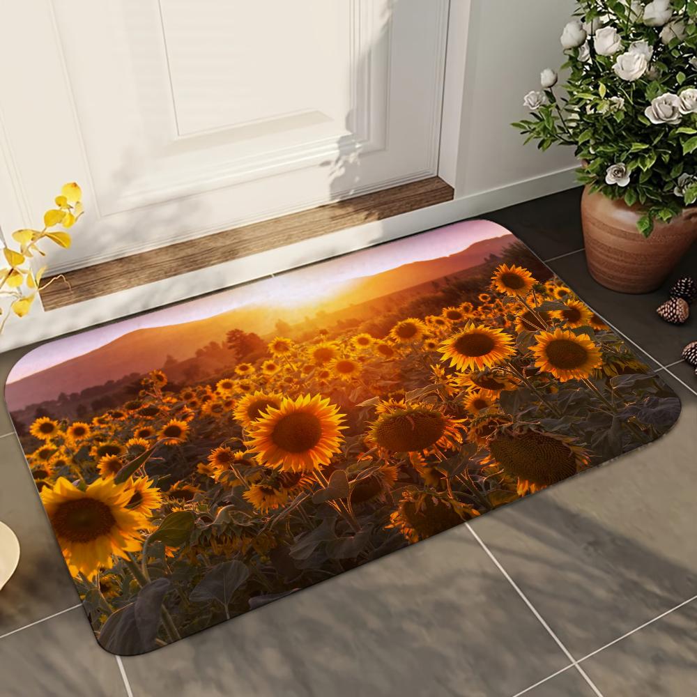 1pc Sunflower Doormats Home Carpet Bathroom Absorbent Mats Anti-Slip Mats Home Decor Supplies Carpets Home Kitchen Floor Mats