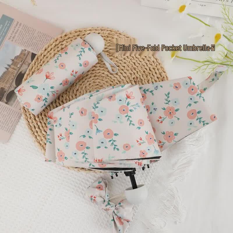 Xiaobu Forest French Style Oil Painting Floral Compact Umbrella