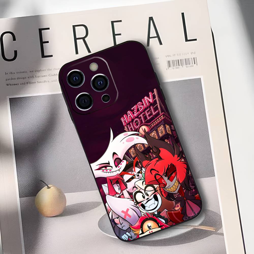 Angel Dust H-Hazbin H-Hotel Phone Case For iPhone 17,16,15,14,13,12,11 Plus,Pro Max,XS,Soft Silicone Black Cover