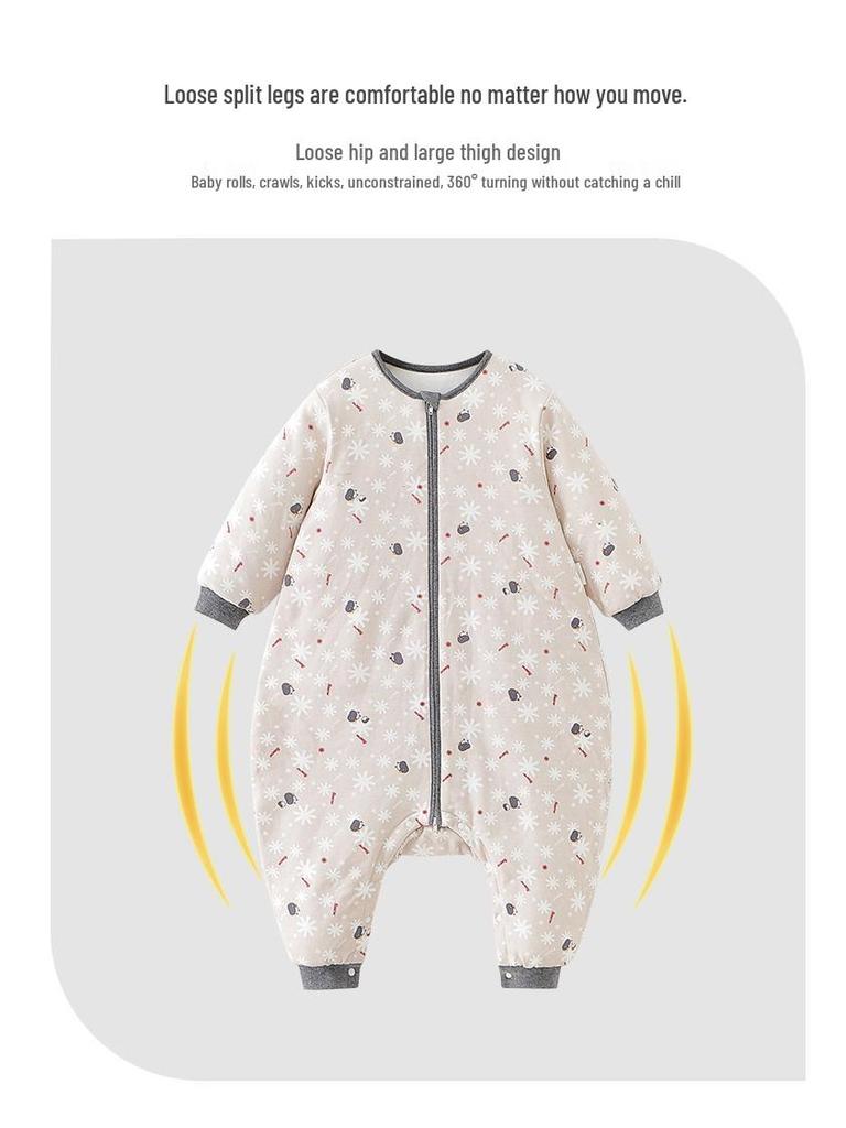 Zimowy śpiworek dla noworodka i malucha z osobnymi nogawkami - Gruba bawełniana kombinezonowa kołderka zapobiegająca kopaniu (Model 1600)