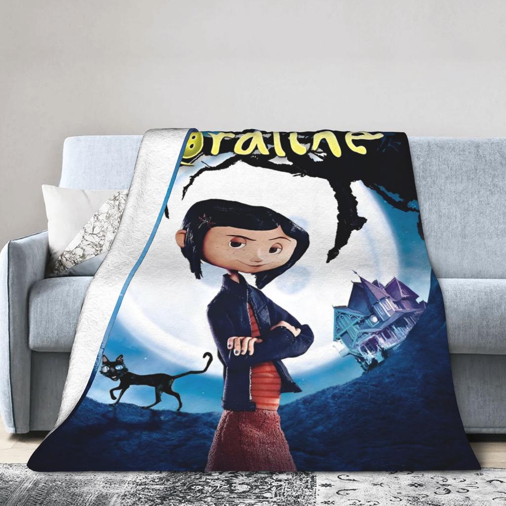 Coraline Halloween Movie Blanket Coral Fleece Plush Textile Decor Portable Ultra-Soft Throw Blankets for Sofa Couch Quilt