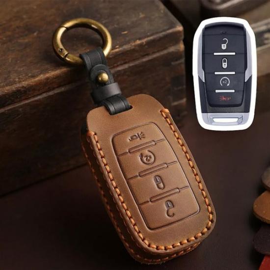 Leder Fernbedienung Auto Schlüsselanhänger Hülle für Dodge RAM 1500 2500 3500 -2024