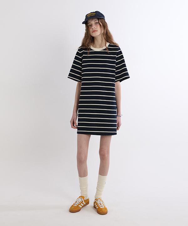 Green Butter Marine Cotton Dress (Navy)