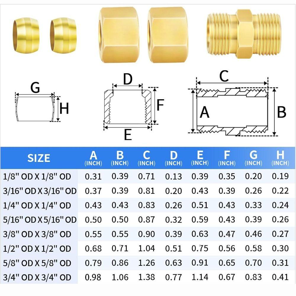 Brass Brass Compression Fitting Straight Straight Coupling Coupling Tube Fitting Connector
