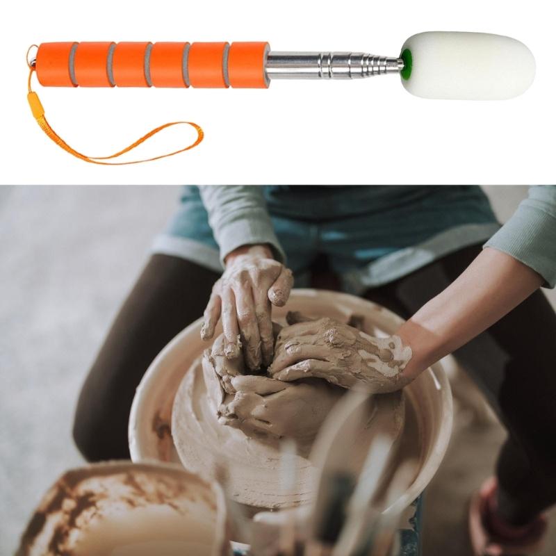 Stainless Steel Telescopic Sponge Absorbers For Ceramic Clay Water Removal Adjustable Cleaning Rod With Ergonomic Handle