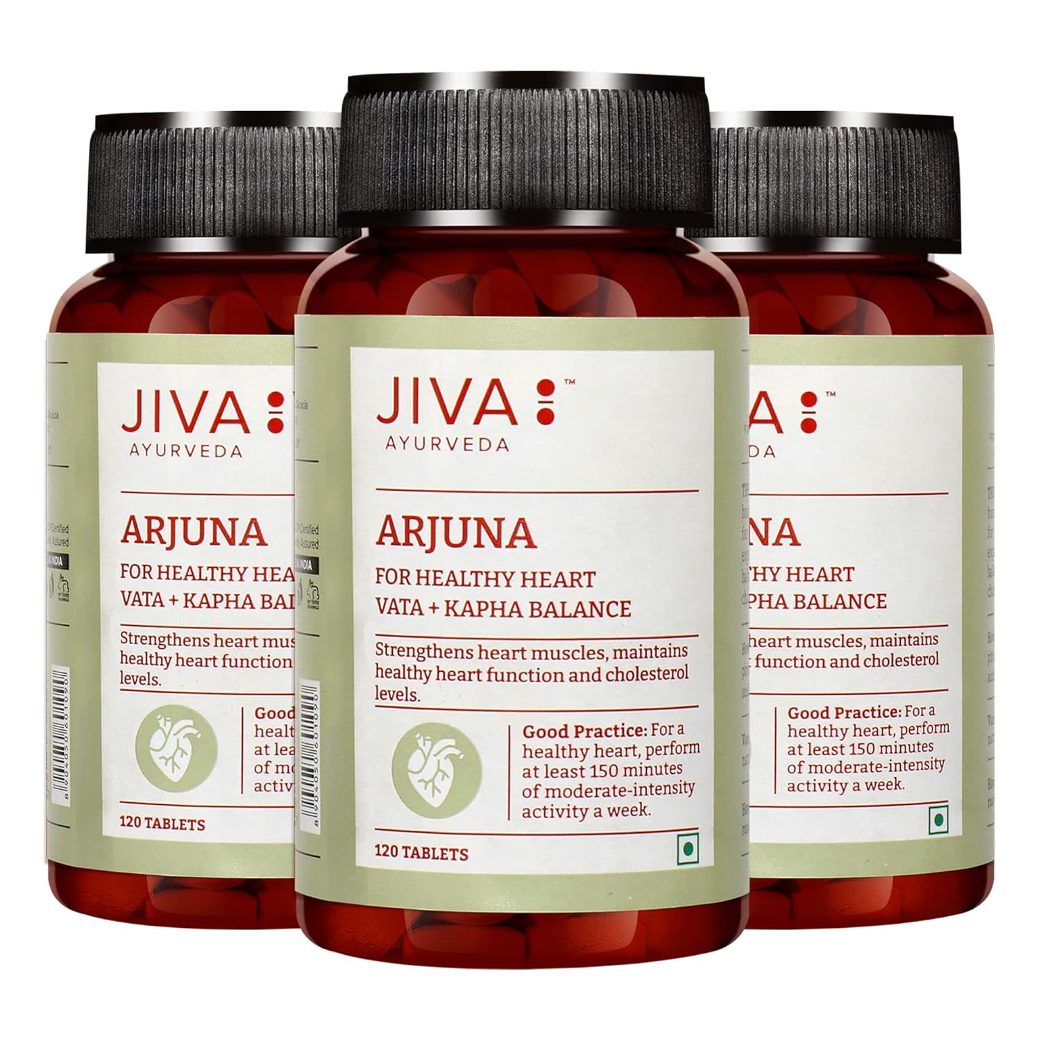 

Jiva Arjuna Tablets Promotes Heart Health, Nourish Heart | 120 Tablets 200gm 0.4lbs Each 3Pcs