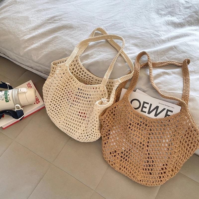 Woven bag spring autumn and winter new straw bag large capacity hollow lazy wind beach vacation shoulder women's bag