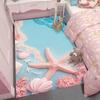 Large 3D Beach Area Rug with Seashells Starfish and Foamy Waves Kids Bedroom Non-slip Decorative Carpet Home Decoration