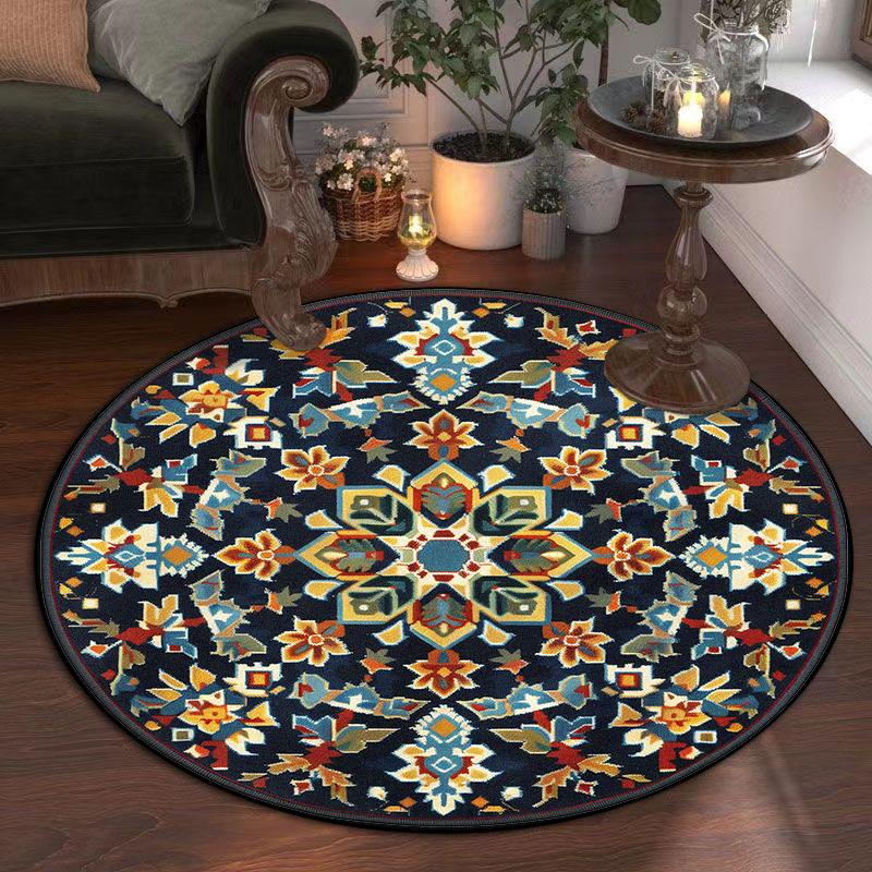 Bohemian Style Round Carpet Non-slip Living Room Rugs Study Decoration Chair Mat Soft Cute Girl Room Decor Carpets Easy Cleaning