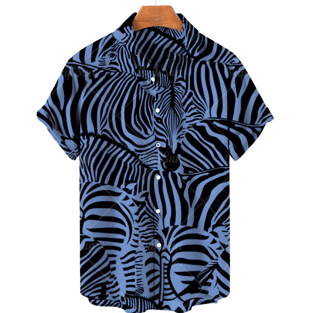 Men's Hawaiian Shirts 3D Cute Cat Print Short Sleeved Shirt Lapel Fashionable Casual Harajuku Cartoon New Clothing