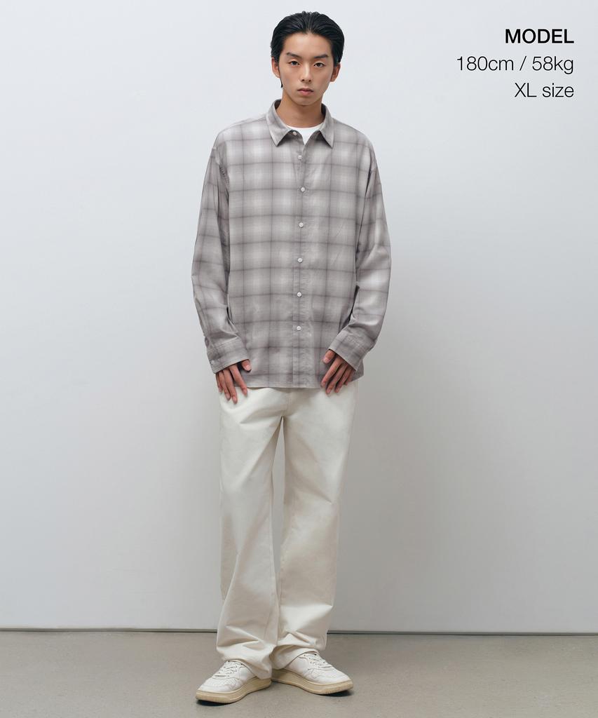 MUSINSA STANDARD Relaxed Ombre Check Shirt 3 [Dusty Beige/Grey]
