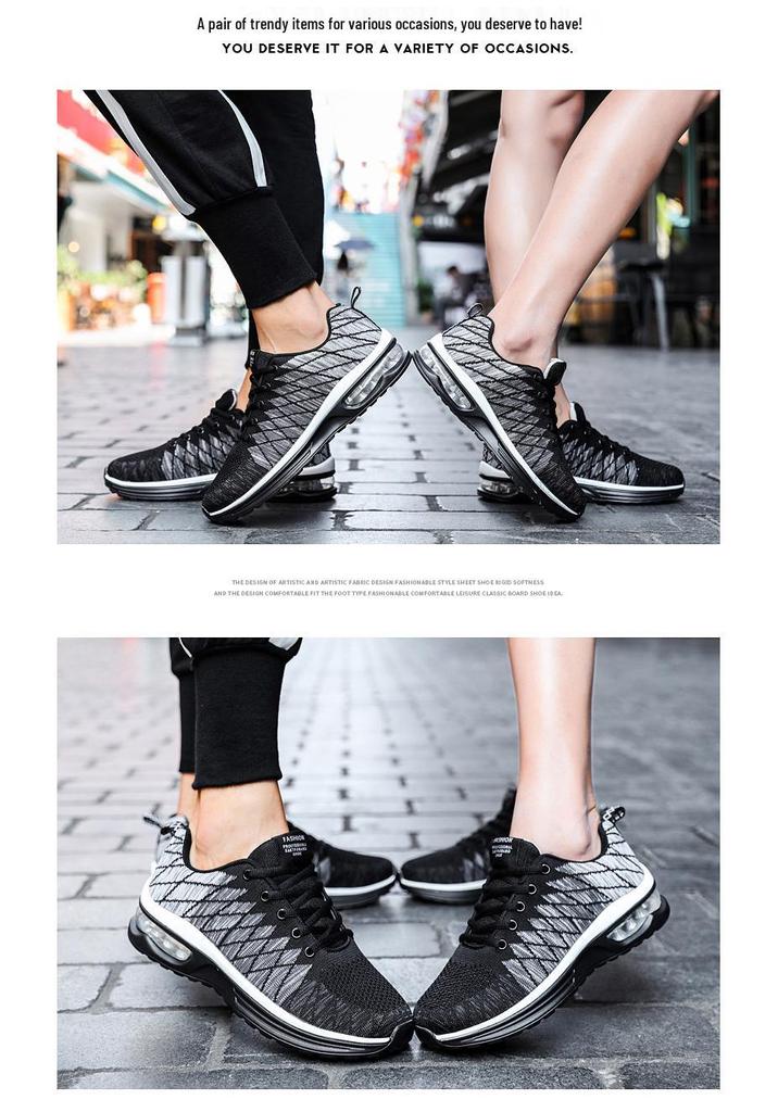 Plus Size Breathable Mesh Air Cushion Men's Running Shoes - Trendy and Versatile for Couples