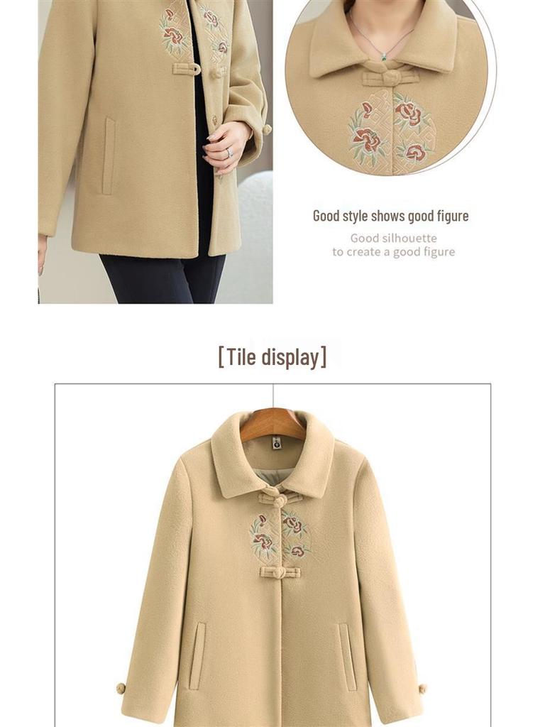 Mom's New Woolen Coat for Middle-Aged Women: Stylish Chinese Autumn/Winter Fashion