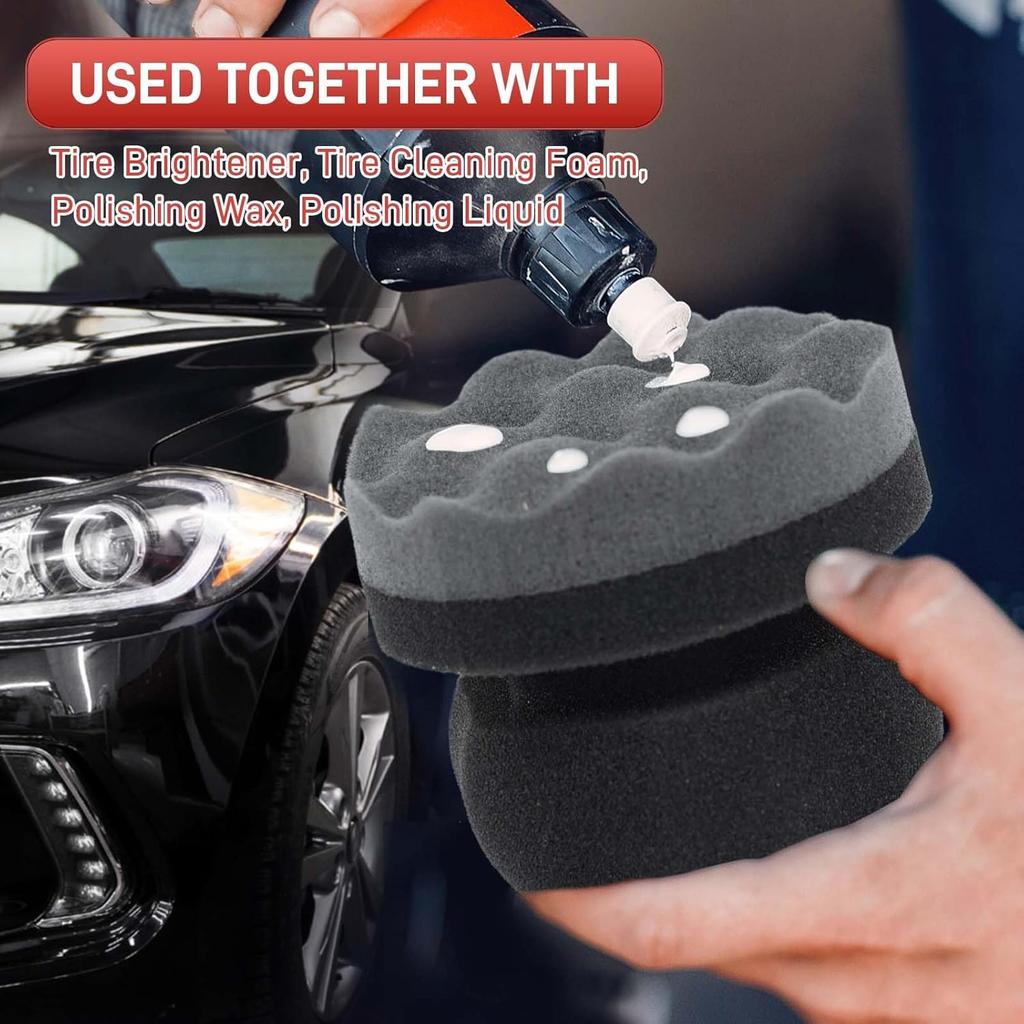 3 szt. Gąbki do aplikacji nabłyszczacza do opon, Gąbka z falistą powierzchnią o wysokiej gęstości do pielęgnacji skóry i opon, Narzędzie do detailingu samochodowego, Trwała i wielokrotnego użytku gąbka aplikacyjna do samochodu