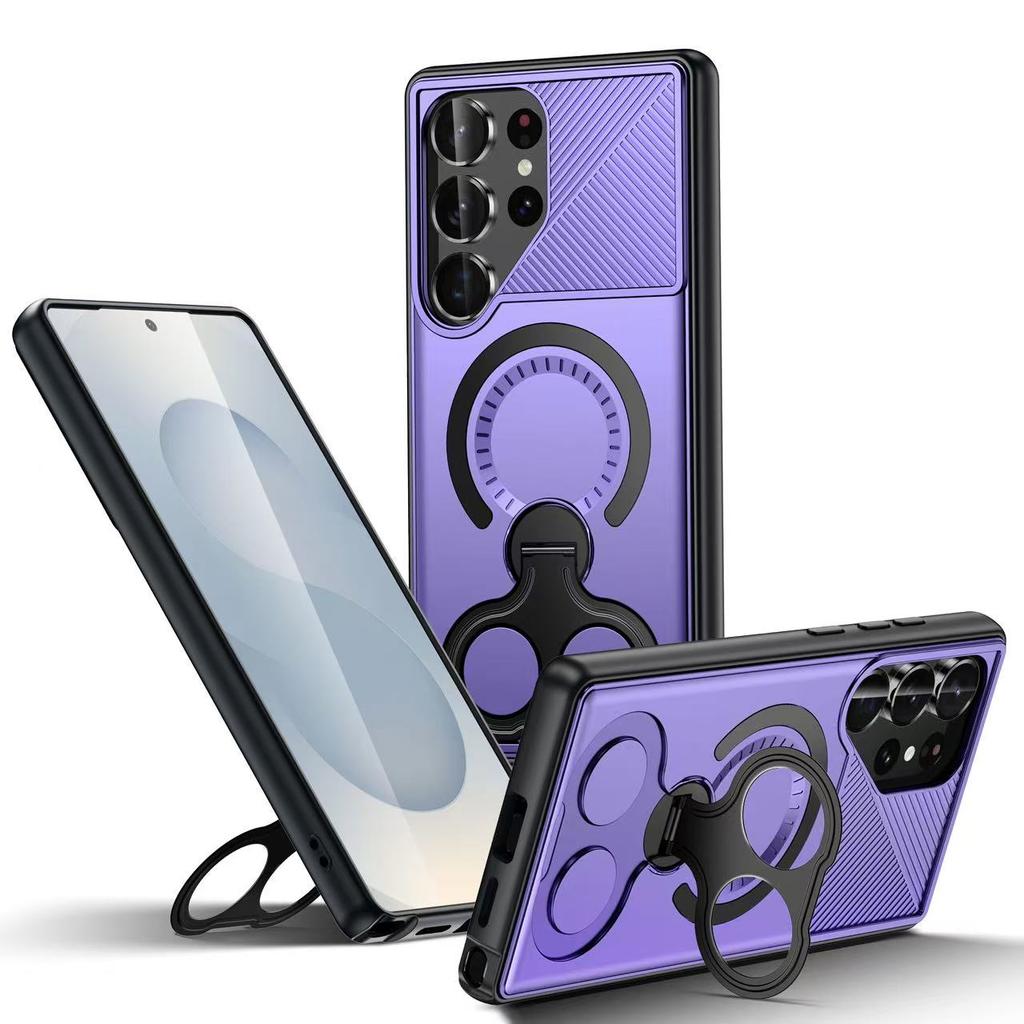 Armor Shockproof Magnetic Wireless Charging Protective Cover For Samsung Galaxy S25 S24 S23 Ultra Plus A56 A36 A16 Bracket Case