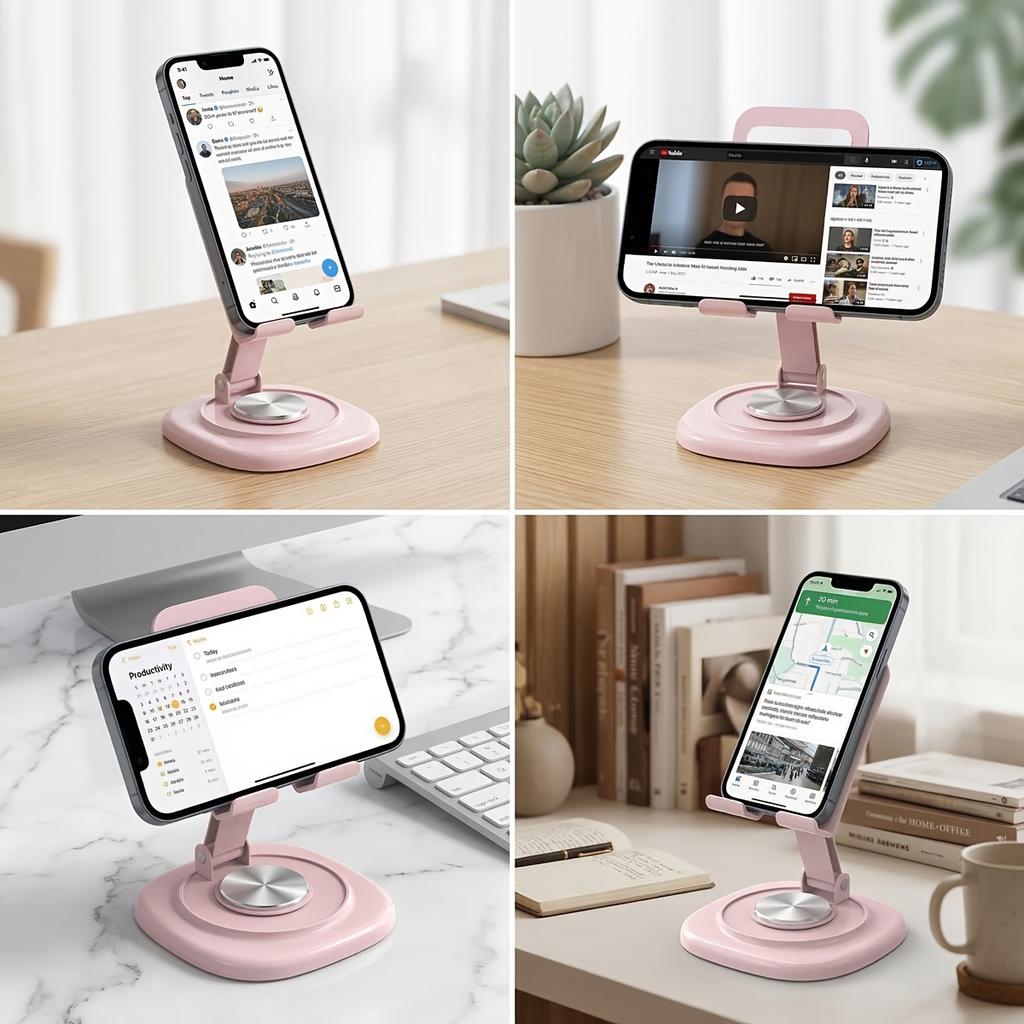 1-Pack 360° Rotating Folding Phone Stand,Portable Folding Design,Stable and Non-Slip,Easy to Carry and Store,Suitable for Office