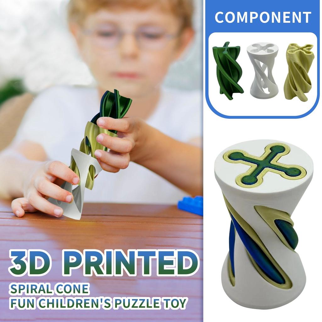 3D Printed Spiral Three-layer Push And Push Music Creative Fingertip Decompression Toy For Children's Puzzle