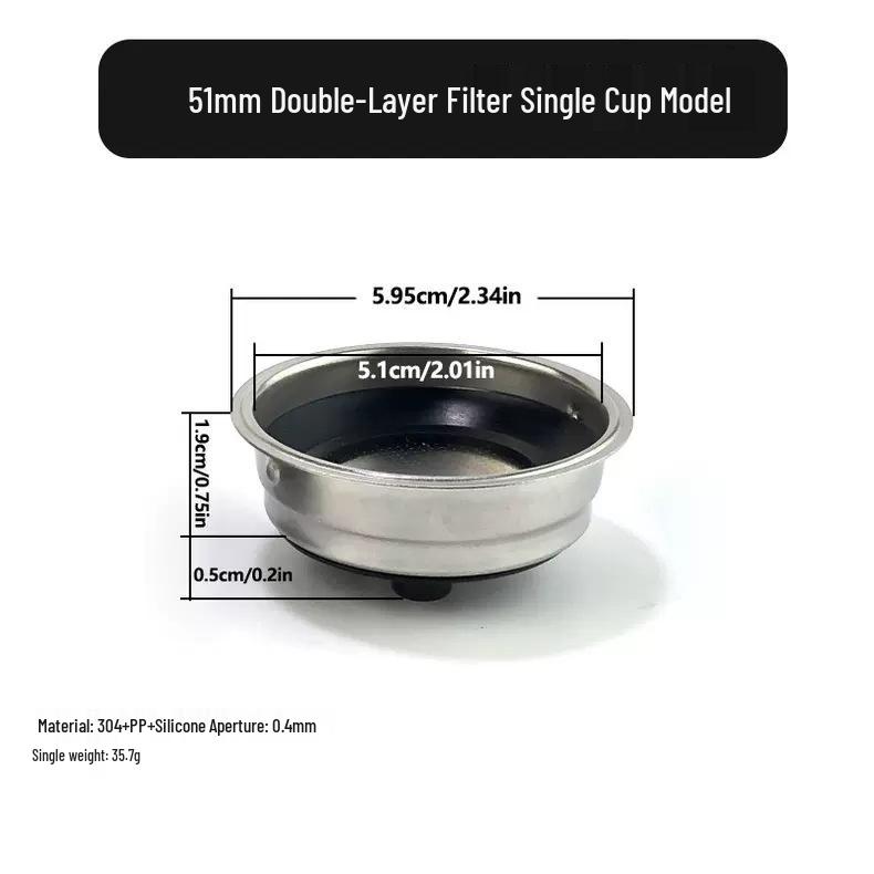 Stainless Steel Coffee Powder Bowl Filter: Single/Double 51, 58 & 53 Blind Bowl Options