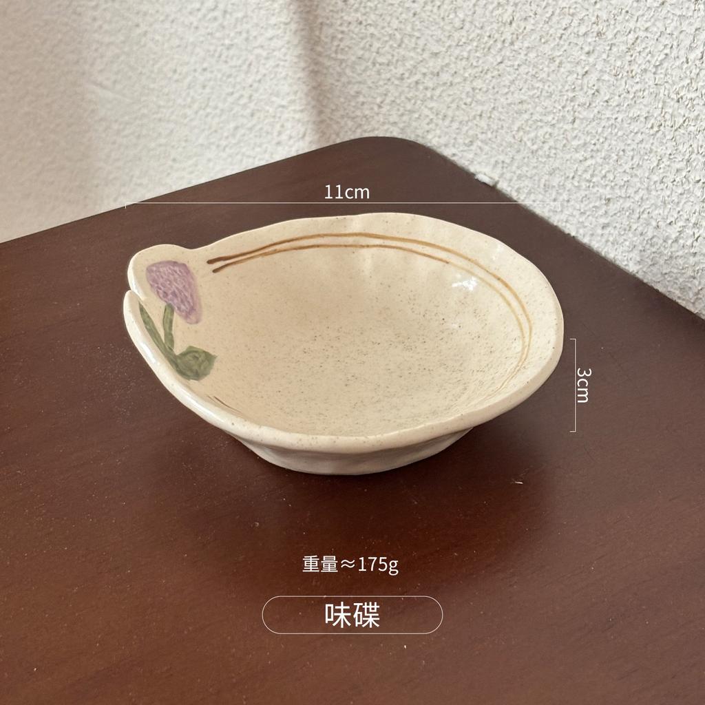 Retro Handmade Ceramic Tableware Underglaze Color Rice Bowl High Value Household Plate Breakfast Cup Dessert Plate Salad Bowl