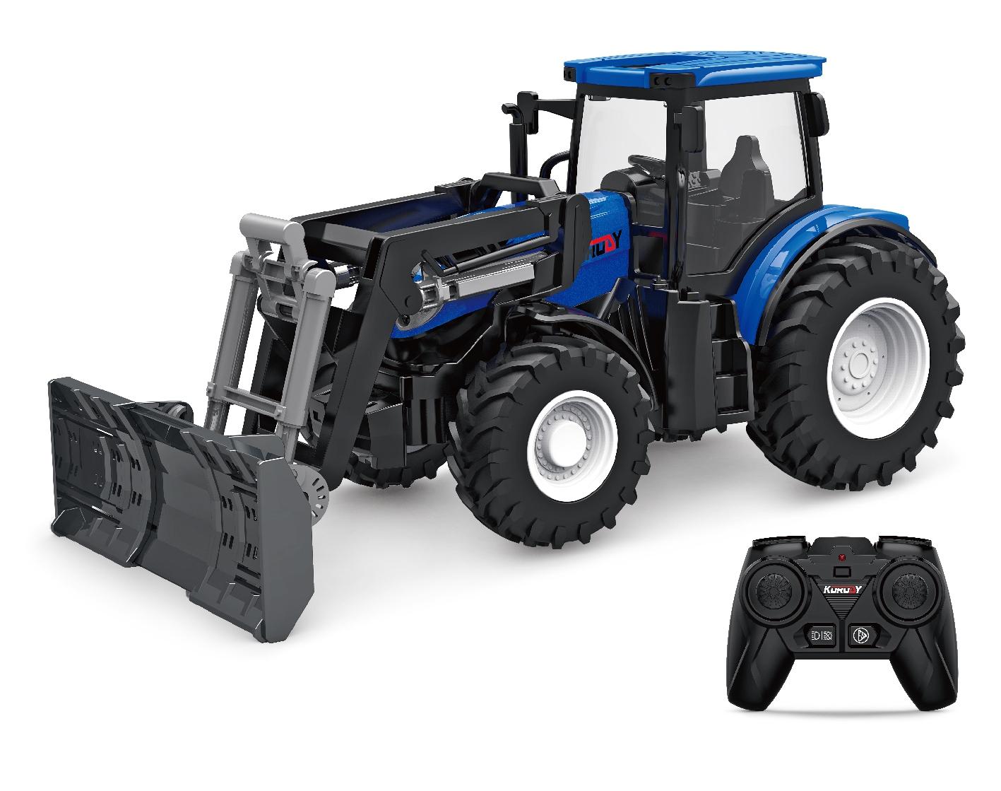Grande Trattore Blu Giocattolo Radiocomandato Little Farmer Bulldozer